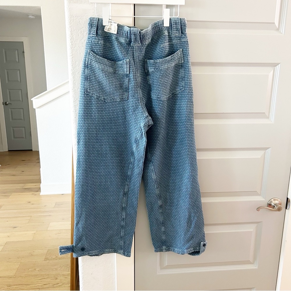 NWT Free People Washed Away Pull On Boyfriend Jeans Waffle Knit - Picture 8 of 8